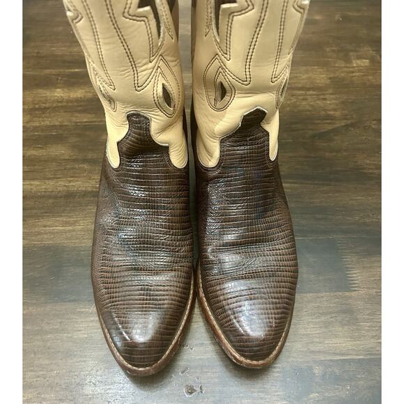 Men’s RARE Vintage 1990 Zodiac Leather / Lizard Cowboy Boots Great Shape 12 Wide - Picture 1 of 9